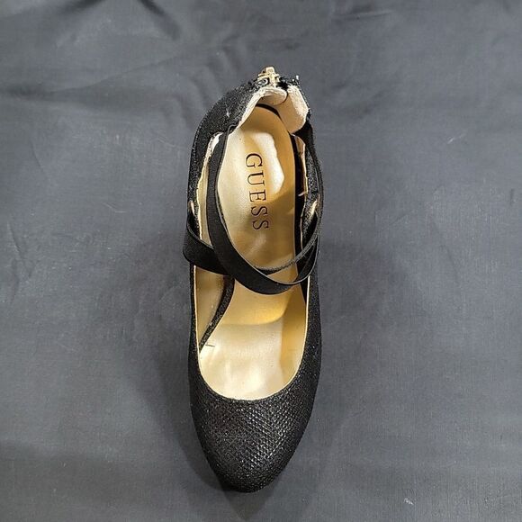 GUESS SHIMMER GLITTER CRISS-CROS STRAPS HIGH HEEL STILETTO PUMP - Picture 13 of 15